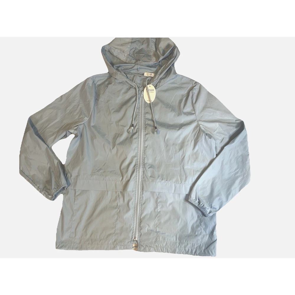 HOUNT - Women's NEW Medium Full Zip Windbreaker Lightweight Hiking Hooded Blue